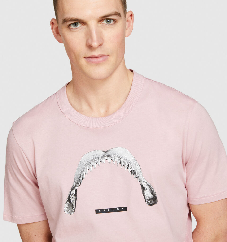 Relaxed fit t-shirt with print - men's short sleeve t-shirts - Pastel Pink | Sisley image number 5